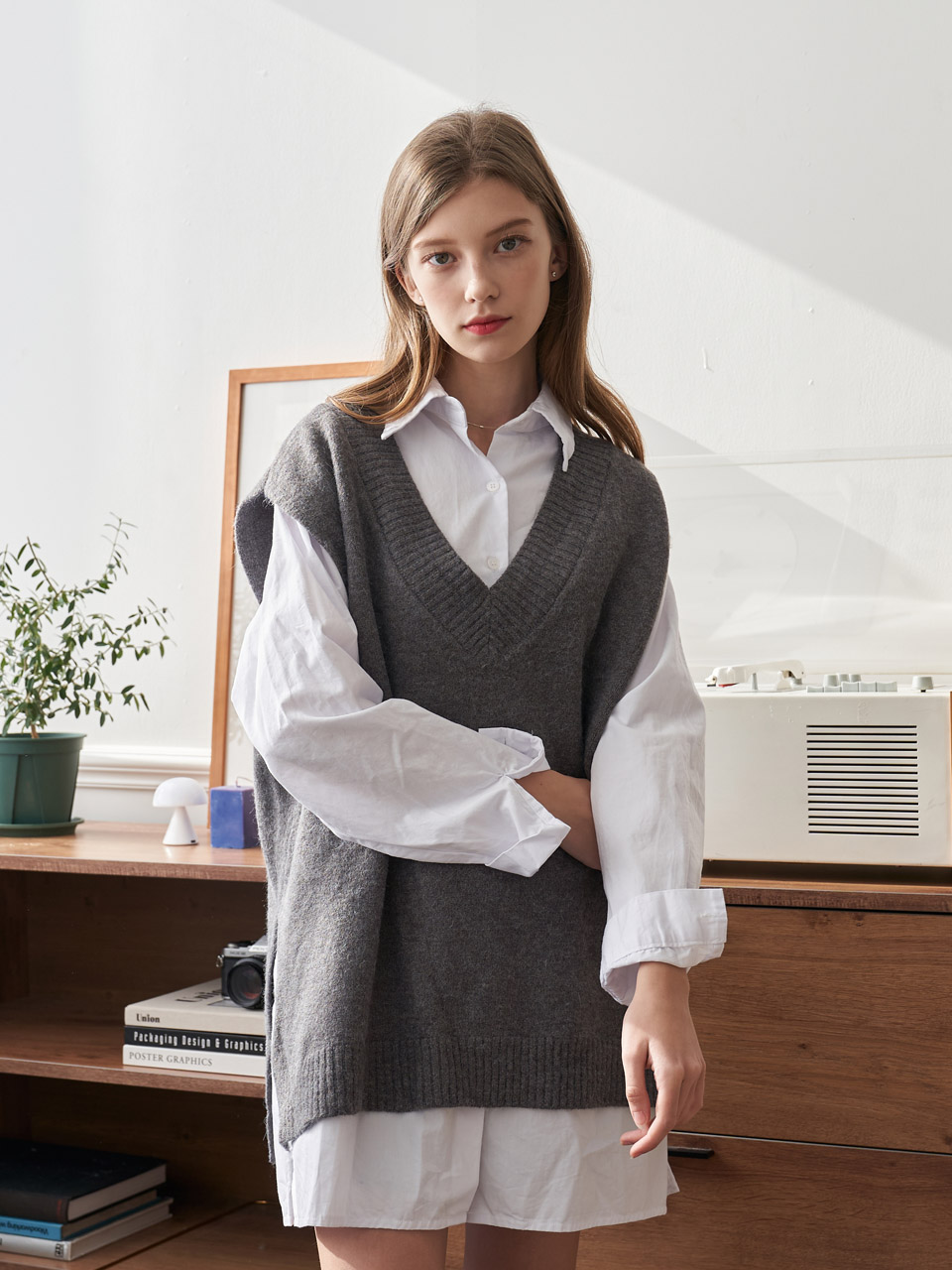 Nouet Oversize Knit Vest (2color)